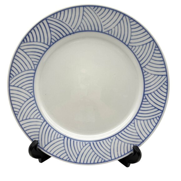 Vtg Himark Mandarin for Pier 1 Dinner Plates (2) Blue Wave Fan Pattern 9.75" - Picture 6 of 8